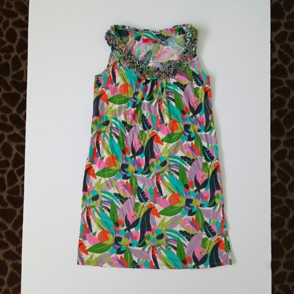 Boden Dresses & Skirts - Boden Cotton Ruffle Neck Sleeveless Print Sun Dress 8